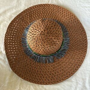 Handmade wide brim Boho straw floppy sun hat